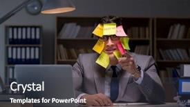  Presentation with late - Presentation theme enhanced with businessman staying late to sort background and a  colored foreground
