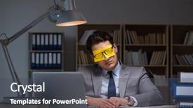  Presentation with task - Slide set enhanced with businessman staying late to sort background and a  colored foreground