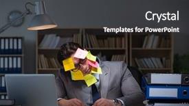  Presentation with late - Colorful PPT layouts enhanced with businessman staying late to sort backdrop and a  colored foreground