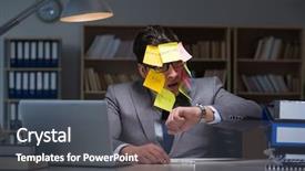  Presentation with out of order - Amazing slides having businessman staying late to sort backdrop and a  colored foreground