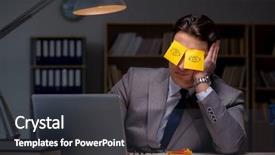  Presentation with out of order - Audience pleasing slides consisting of businessman staying late to sort backdrop and a  colored foreground