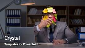  Presentation with late - Presentation design enhanced with businessman staying late to sort background and a  colored foreground