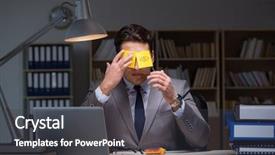  Presentation with late - Presentation theme with businessman staying late to sort background and a  colored foreground