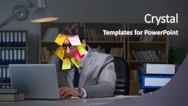  Presentation with schools out - Cool new presentation theme with businessman staying late to sort backdrop and a  colored foreground