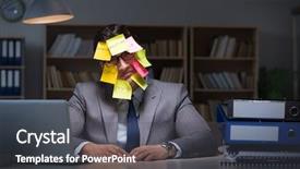  Presentation with late - Audience pleasing theme consisting of businessman staying late to sort backdrop and a  colored foreground