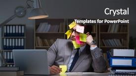  Presentation with best out waste - PPT layouts having businessman staying late to sort background and a  colored foreground