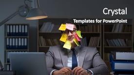  Presentation with stamp out domestic violence - Cool new slide set with businessman staying late to sort backdrop and a  colored foreground