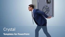  Presentation with safe - Slide deck featuring businessman-stealing-metal-safe background and a teal colored foreground
