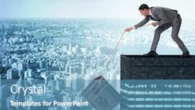  Presentation with safe - Beautiful PPT layouts featuring businessman-stealing-safe-from-building backdrop and a teal colored foreground