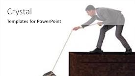  Presentation with safe - Amazing theme having businessman-stealing-safe-from-building backdrop and a white colored foreground