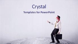  Presentation with blindfolded - Beautiful presentation theme featuring job insecurity - young blindfolded businessman steps backdrop and a sky blue colored foreground