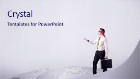  Presentation with blindfolded - PPT layouts consisting of steps on a grey world background and a sky blue colored foreground