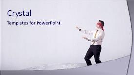  Presentation with blindfolded - Slide set consisting of steps on a grey world background and a sky blue colored foreground