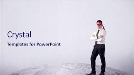  Presentation with blindfolded - Theme enhanced with steps on a grey world background and a sky blue colored foreground