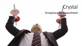  Presentation with lifting weights - PPT theme featuring businessman strength lifting weights isolated background and a white colored foreground