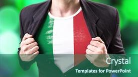  Presentation with italian flag painted - Presentation design with businessman stretching suit with italian background and a ocean colored foreground