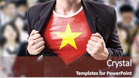  Presentation with vietnam war - Colorful presentation theme enhanced with businessman stretching suit with vietnam backdrop and a tawny brown colored foreground