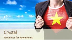  Presentation with vietnam - Presentation theme featuring businessman stretching suit with vietnam background and a cream colored foreground