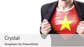  Presentation with vietnam war - Presentation design having businessman stretching suit with vietnam background and a white colored foreground