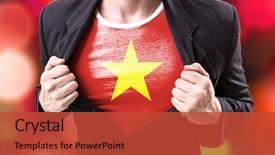  Presentation with vietnam war - Presentation with businessman stretching suit with vietnam background and a red colored foreground