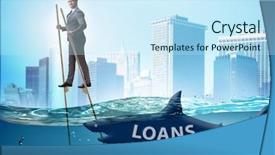  Presentation with loan - Presentation theme featuring businessman successfully dealing with loans background and a sky blue colored foreground