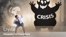  Presentation with economic - Colorful presentation design enhanced with cartoon stress - businessman suffering from economic crisis backdrop and a coral colored foreground