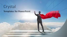  Presentation with career - Slides having businessman-superhero-successful-in-career background and a light blue colored foreground