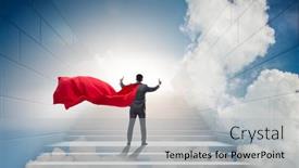  Presentation with career - Amazing PPT theme having businessman-superhero-successful-in-career backdrop and a light gray colored foreground