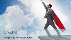  Presentation with career - Theme having businessman-superhero-successful-in-career background and a light blue colored foreground