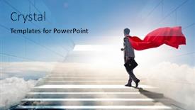  Presentation with career - Slides with businessman-superhero-successful-in-career background and a light blue colored foreground