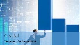  Presentation with supporting - Audience pleasing theme consisting of businessman supporting growtn in economy on chart graph backdrop and a light blue colored foreground