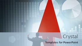  Presentation with supporting - Presentation consisting of businessman supporting growtn in economy on chart graph background and a light blue colored foreground