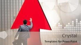  Presentation with supporting - Beautiful slide set featuring businessman supporting growtn in economy on chart graph backdrop and a soft green colored foreground