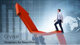  Presentation with supporting - Beautiful PPT theme featuring businessman supporting growtn in economy on chart graph backdrop and a light blue colored foreground