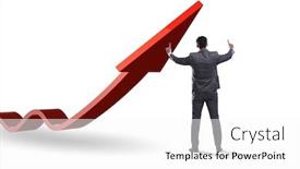  Presentation with supporting - Presentation consisting of businessman supporting growtn in economy on chart graph background and a white colored foreground