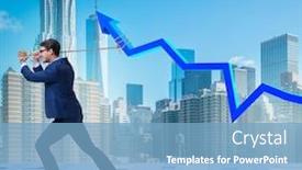  Presentation with ethics and economy - Slide set having businessman-supporting-increase-in-economy background and a light blue colored foreground