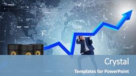  Presentation with supporting - Beautiful slide set featuring businessman supporting oil price backdrop and a teal colored foreground