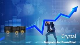  Presentation with supporting - Presentation consisting of businessman supporting oil price background and a teal colored foreground