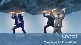  Presentation with supporting - Theme featuring weight - businessman supporting stone under pressure background and a  colored foreground