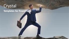  Presentation with supporting - Presentation design enhanced with businessman-supporting-stone-under-pressure background and a dark gray colored foreground