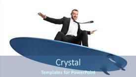  Presentation with surfing - Slide set featuring businessman-surfing-on-a-surfboard background and a  colored foreground