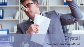  Presentation with bad - Beautiful slide set featuring businessman sweating excessively smelling bad in office at workplace backdrop and a light blue colored foreground