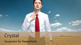  Presentation with desert - Colorful slides enhanced with businessman sweating in the desert backdrop and a coral colored foreground