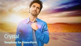  Presentation with desert - Colorful slide set enhanced with businessman sweating in the desert backdrop and a ocean colored foreground