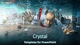  Presentation with office farewell - Slide deck having businessman swimmin a flooded office background and a ocean colored foreground