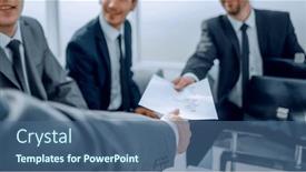  Presentation with contract - PPT theme consisting of businessman-takes-a-document background and a ocean colored foreground