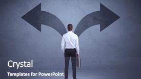  Presentation with decision - PPT theme with businessman taking a decision while background and a ocean colored foreground