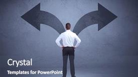  Presentation with decision - Cool new slides with businessman taking a decision while backdrop and a ocean colored foreground