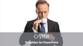  Presentation with coffee - Presentation featuring businessman-taking-a-sip background and a gray colored foreground