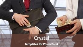  Presentation with bribe - Slide deck consisting of businessman taking bribe business concept background and a tawny brown colored foreground